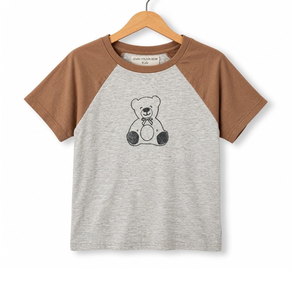 Grayson Threads Shirt Size S Grey Graphic Tee Teddy Bear Raglan Short Sleeve Top